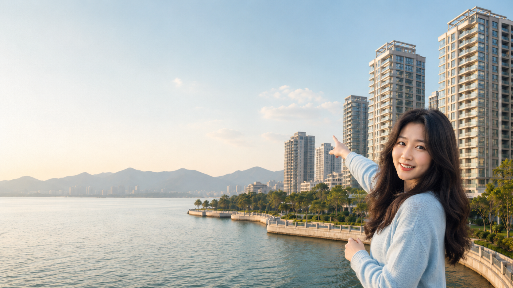 现代滨海住宅情境示意图,非真实楼盘