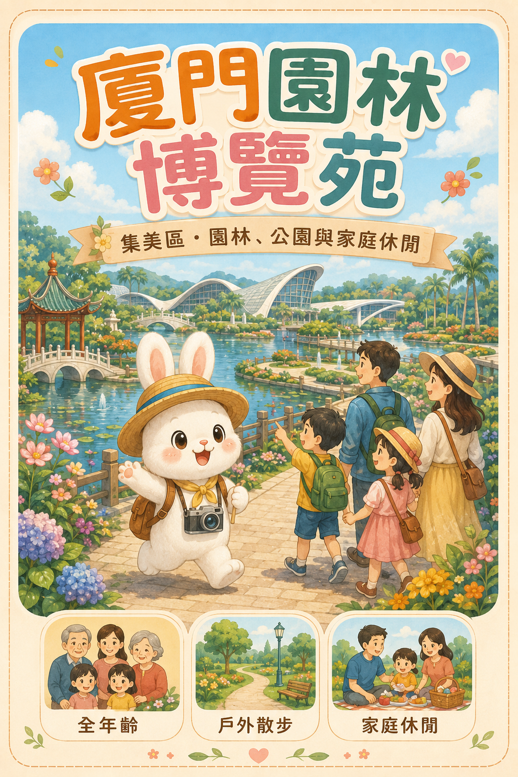 厦门园林博览苑亲子休闲插画