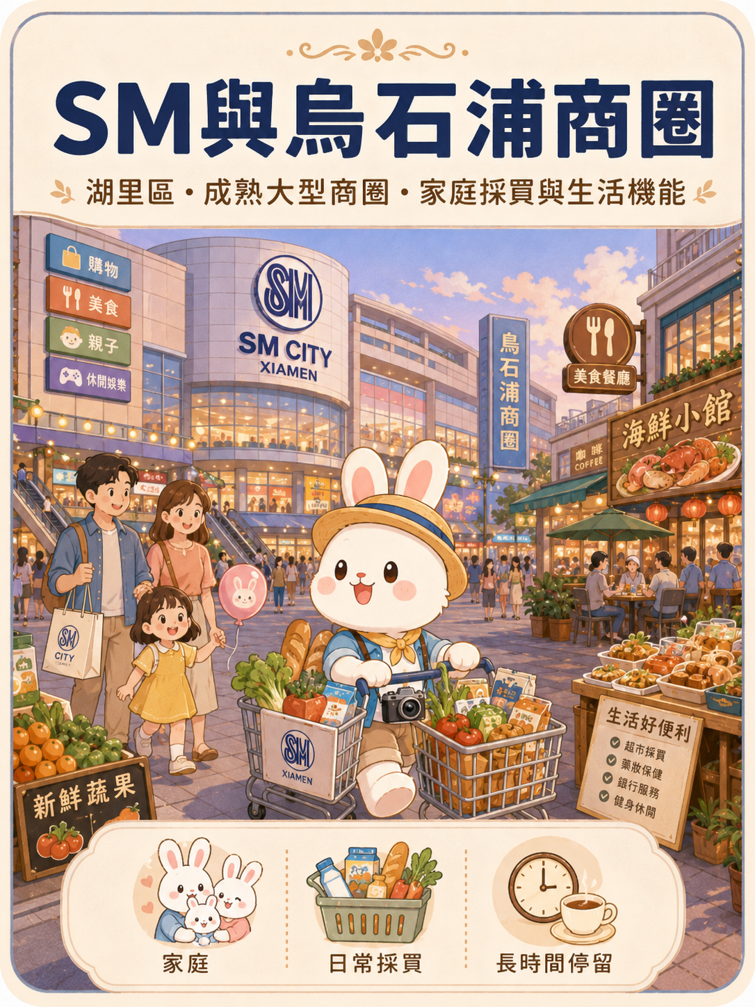 Rachel 原创插画:SM与乌石浦大型商场及家庭购物情境