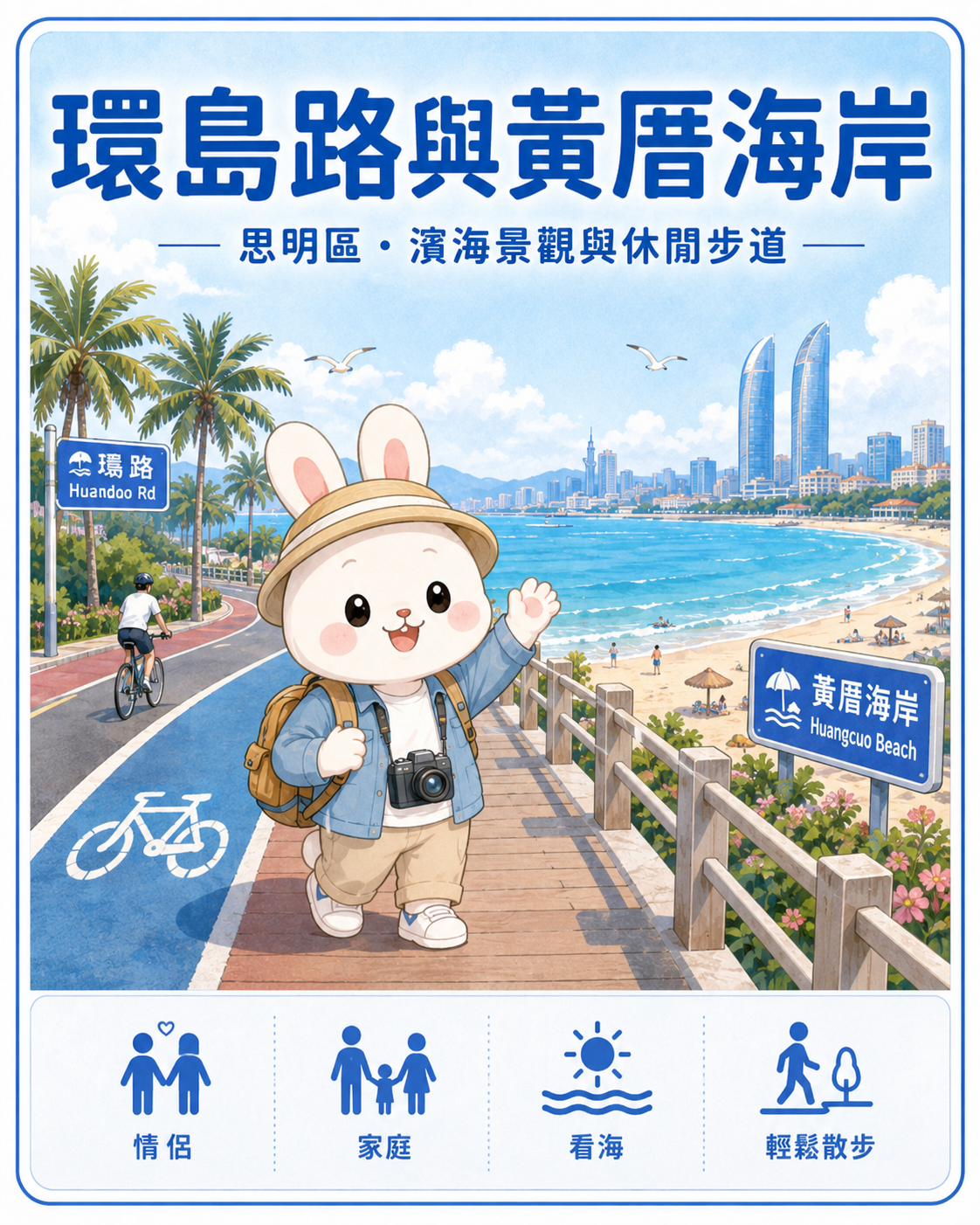 厦门城市与山海生活情境,作为环岛路与黄厝海岸旅游介绍的版面图片