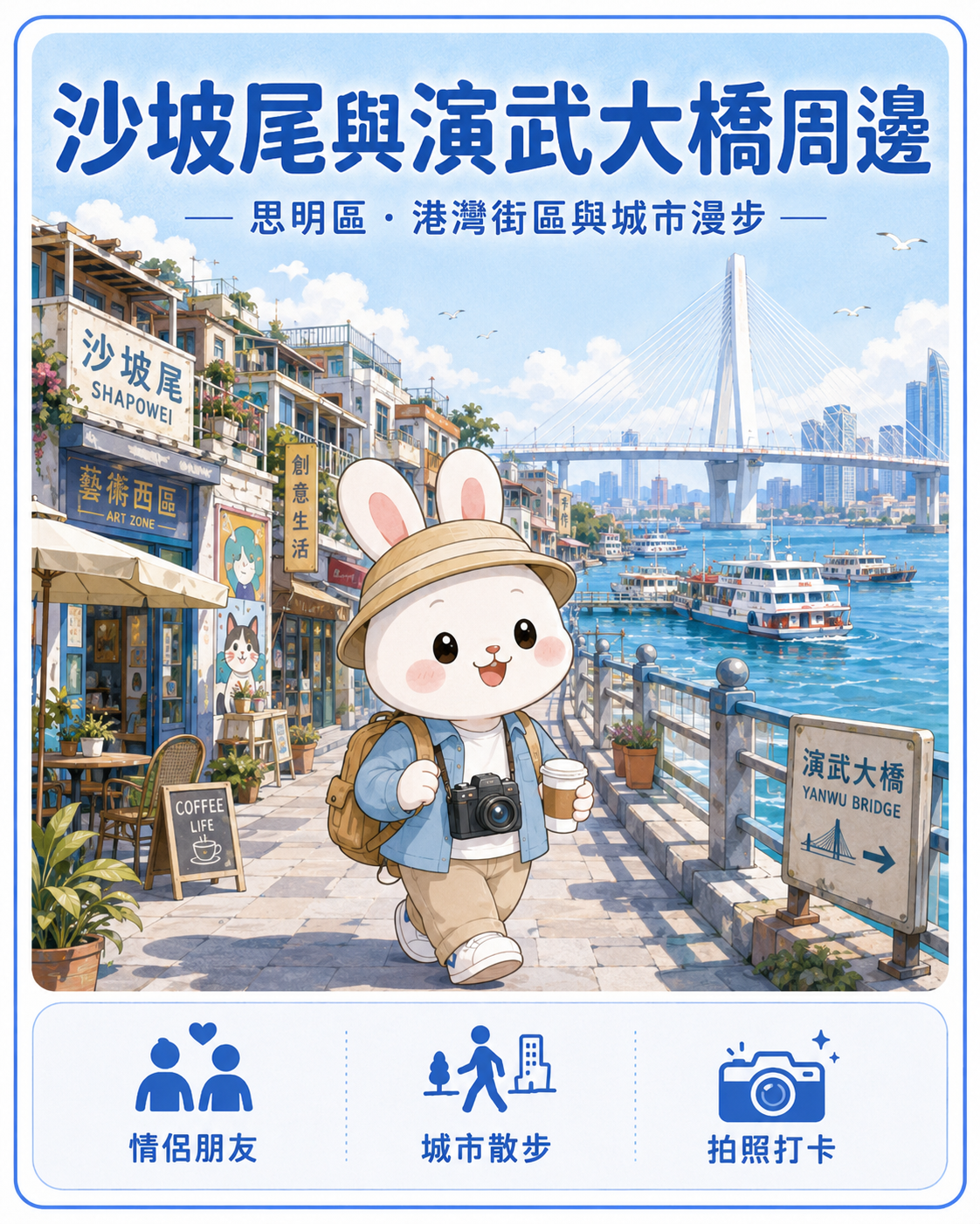 厦门城市与山海生活情境,作为沙坡尾与演武大桥周边旅游介绍的版面图片