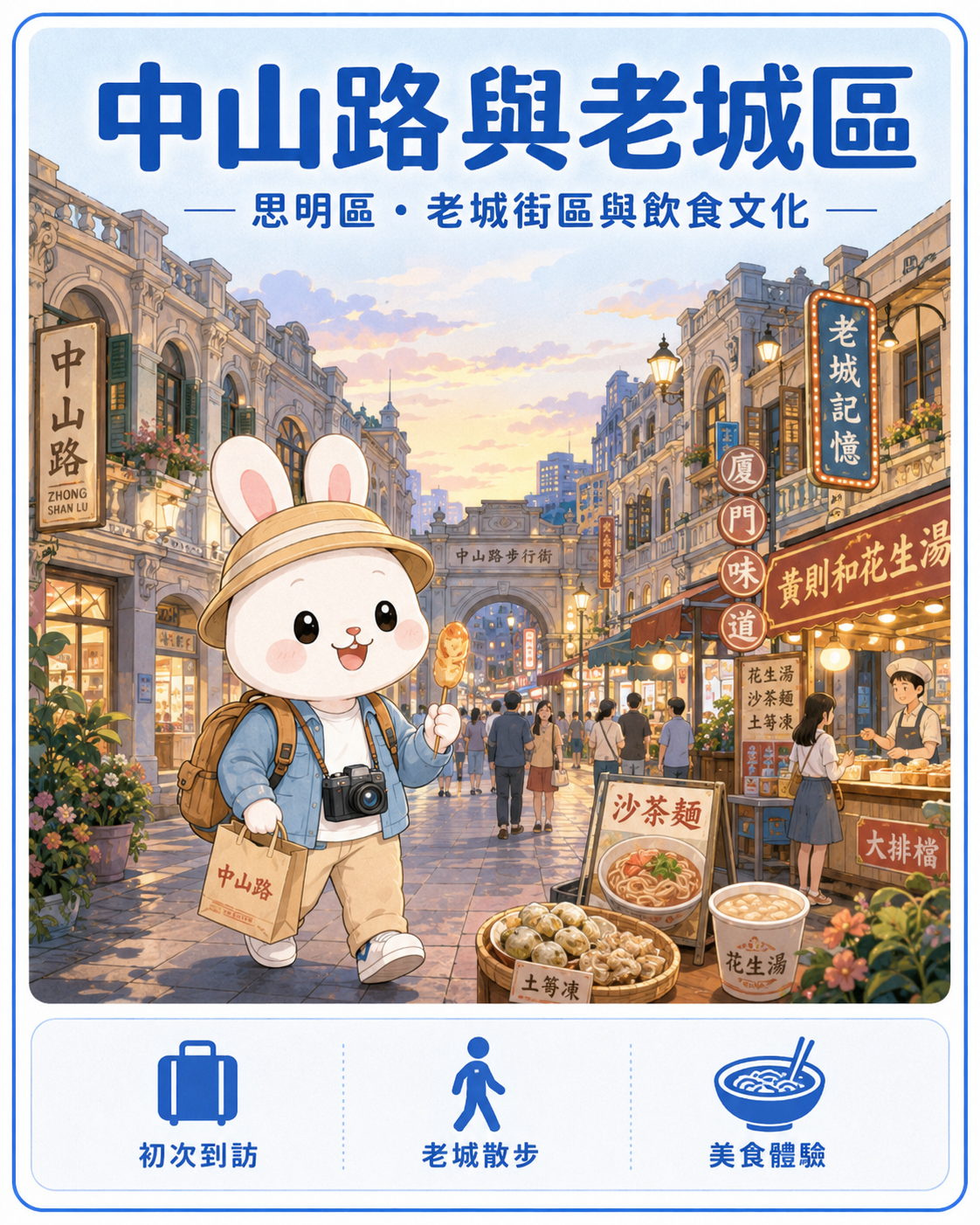 厦门城市与山海生活情境,作为中山路与老城区旅游介绍的版面图片