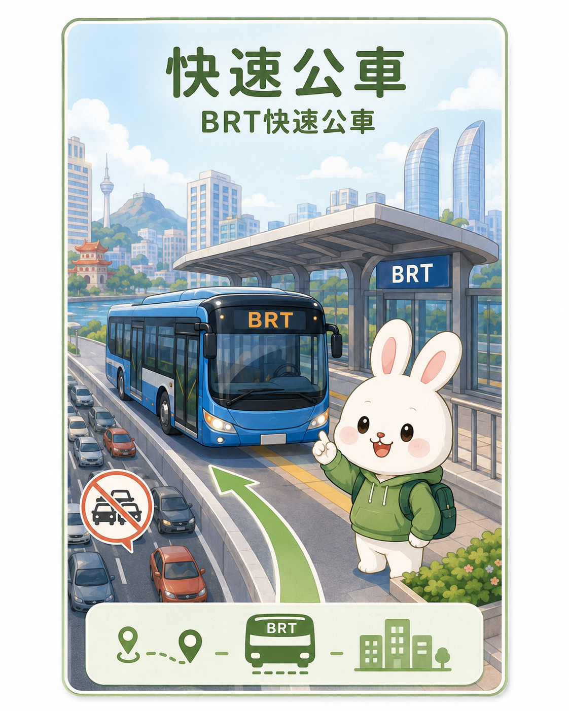 BRT快速公车与厦门城市交通情境示意